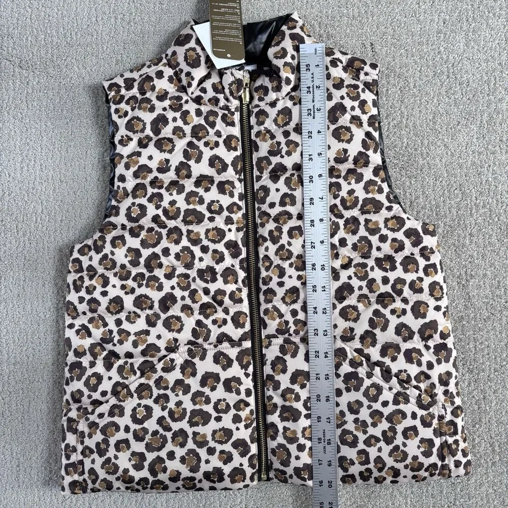 NWT Crewcuts Girls Large Reversible Leopard Puffer Vest Primaloft MSRP $98